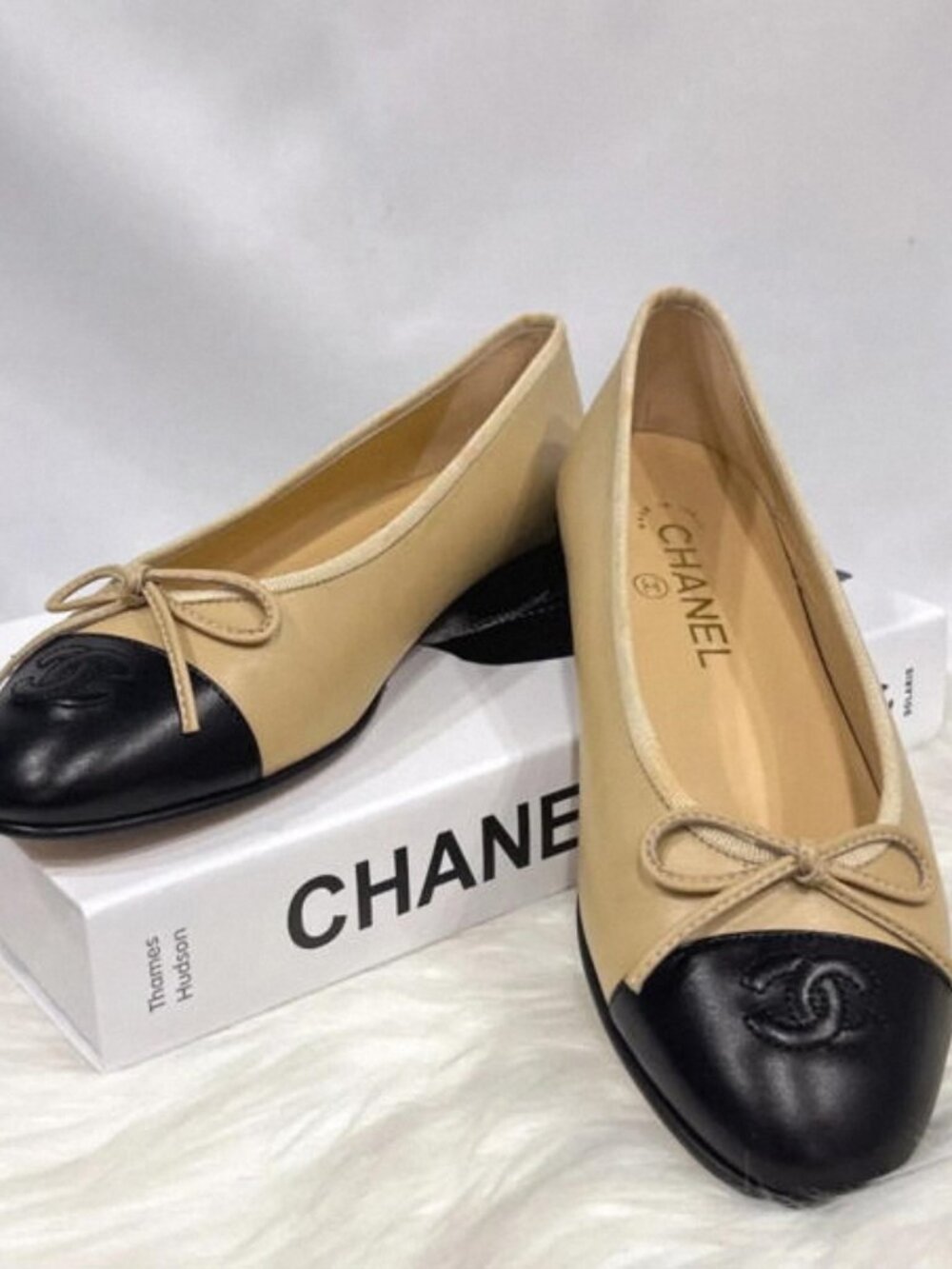 Chanel Classic Cap Toe Bow Ballet Flats